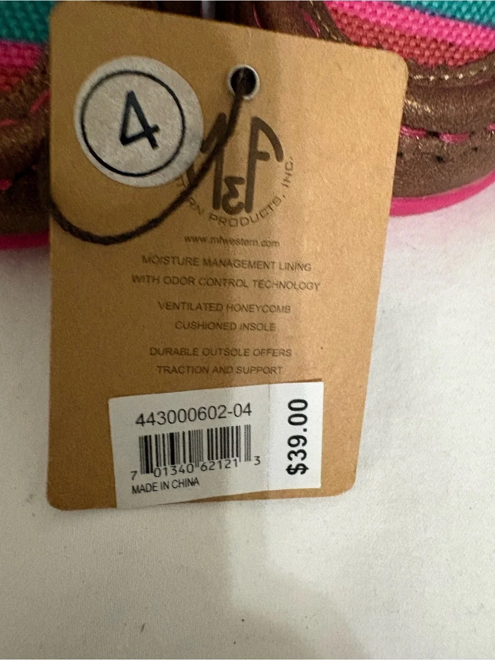 Twister Brown Moccasins with Pink and Teal Accents